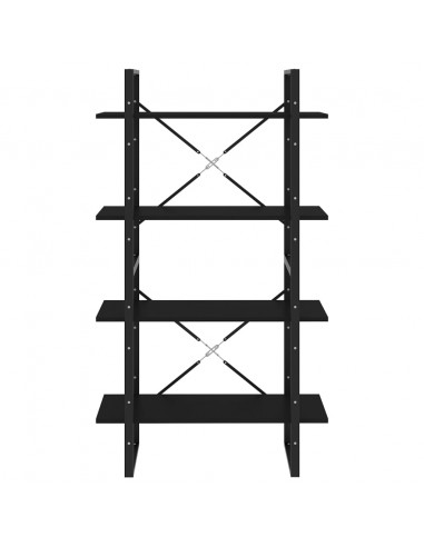 Libreria a 4 Ripiani Nera 80x30x140 cm in Legno Multistrato