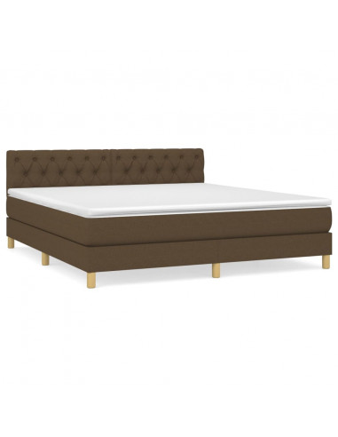 Giroletto a Molle con Materasso Marrone Scuro 160x200cm Tessuto