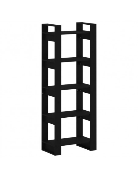 Libreria/Divisorio Nero 60x35x160 cm Legno Massello