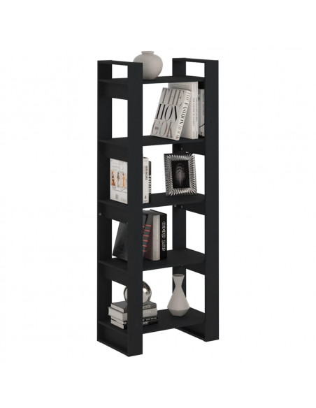 Libreria/Divisorio Nero 60x35x160 cm Legno Massello