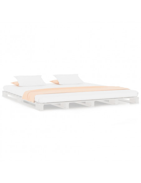 Letto a Pallet Bianco 160x200 cm in Legno Massello di Pino
