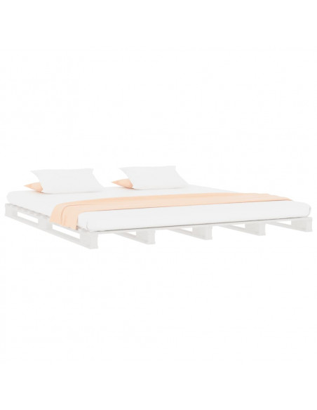Letto a Pallet Bianco 160x200 cm in Legno Massello di Pino