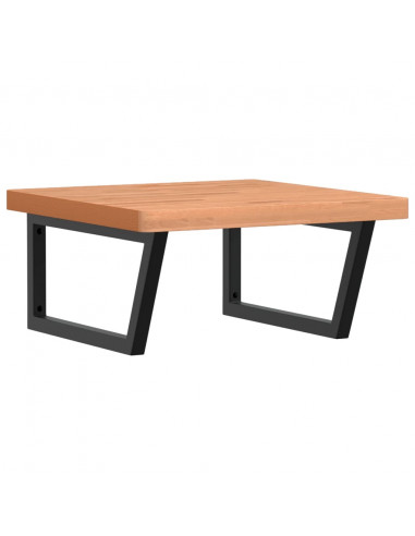 Ripiano a Parete per Lavabo in Acciaio e Massello di Faggio