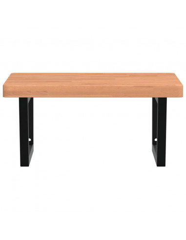 Ripiano a Parete per Lavabo in Acciaio e Massello di Faggio