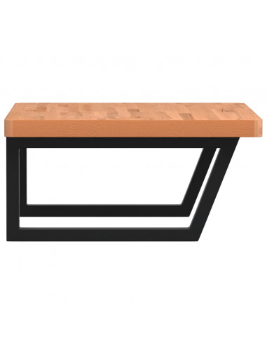 Ripiano a Parete per Lavabo in Acciaio e Massello di Faggio