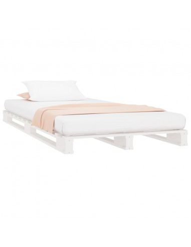Letto a Pallet Bianco 100x200 cm in Legno Massello di Pino