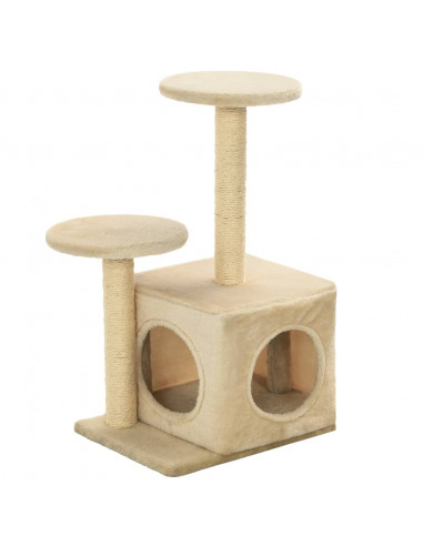 Albero per Gatti con Pali Tiragraffi in Sisal 60 cm Beige