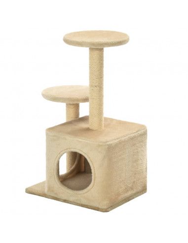 Albero per Gatti con Pali Tiragraffi in Sisal 60 cm Beige