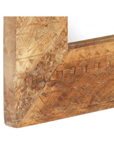 Specchio Intagliato a Mano Bianco 110x50x2,5 cm Legno di Mango