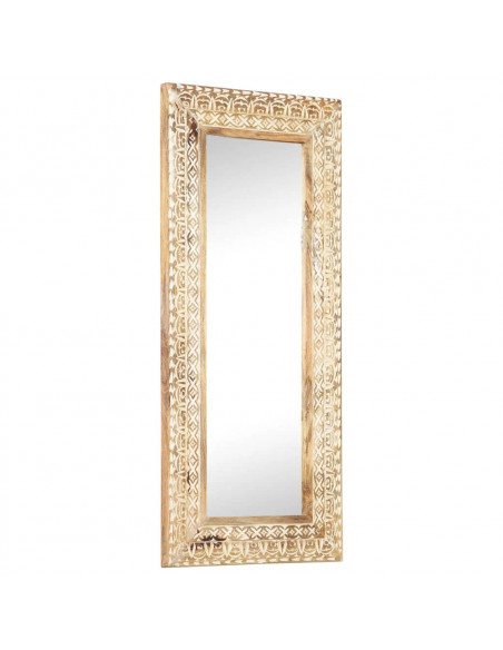 Specchio Intagliato a Mano 110x50x2,6 cm in Massello di Mango