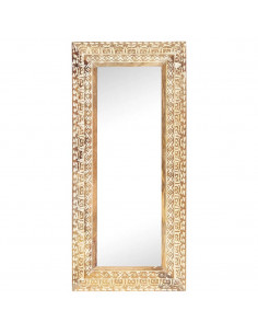 Specchio Intagliato a Mano 110x50x2,6 cm in Massello di Mango 2