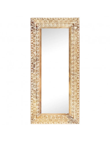 Specchio Intagliato a Mano 110x50x2,6 cm in Massello di Mango
