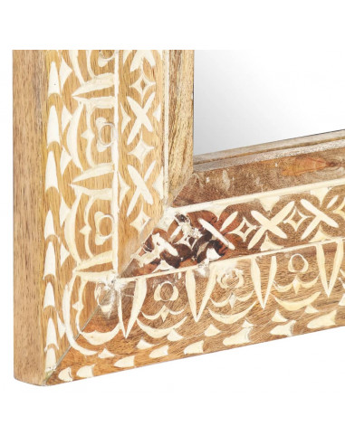 Specchio Intagliato a Mano 110x50x2,6 cm in Massello di Mango