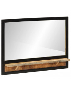 Specchio con Ripiano 80x8x55 cm Vetro e Legno Massello di Mango