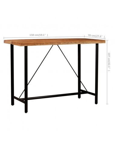 Set da Bar 5 pz in Legno Massello di Recupero e Vera Pelle