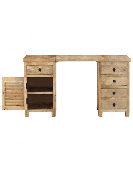Scrivania a Colonna in Legno Massello di Mango 140x50x77 cm
