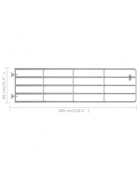 Cancello da Giardino in Acciaio 5 Sbarre (115-300)x90cm Argento