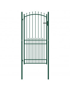 Cancello per Recinzione con Punte in Acciaio 100x200 cm Verde