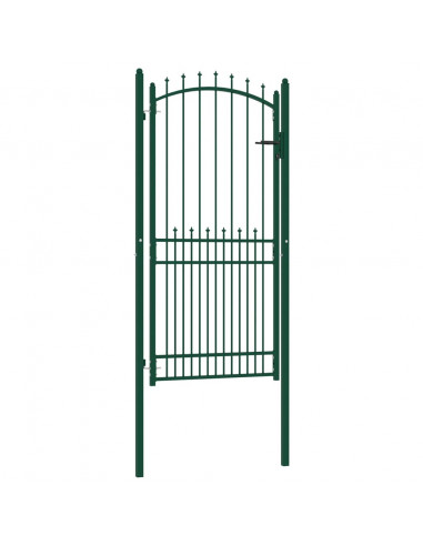 Cancello per Recinzione con Punte in Acciaio 100x200 cm Verde