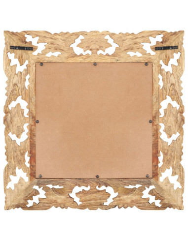 Specchio Intagliato a Mano 50x50 cm in Legno Massello di Mango