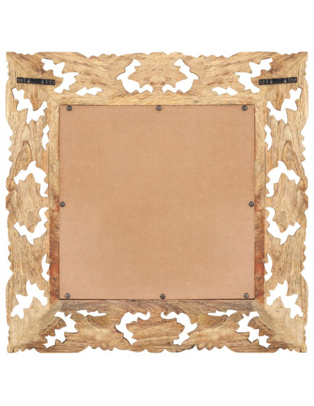 Specchio Intagliato a Mano 50x50 cm in Legno Massello di Mango