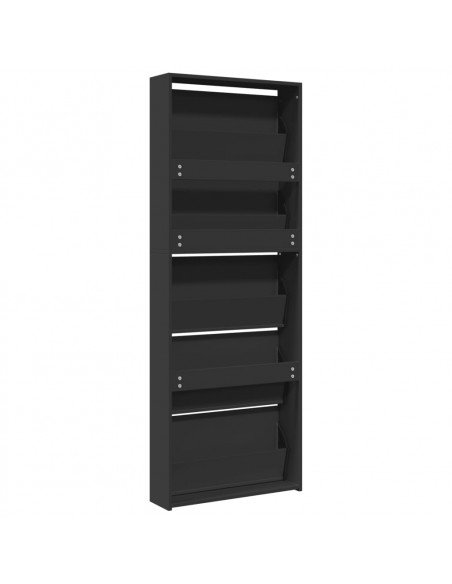 Scarpiera con Specchio a 5 Livelli Nera 63x17x169,5 cm