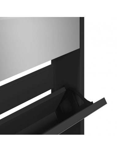 Scarpiera con Specchio a 5 Livelli Nera 63x17x169,5 cm