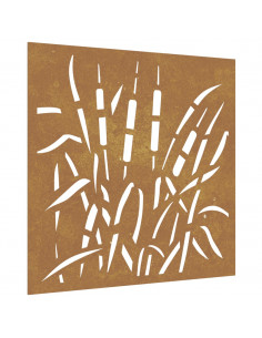 Decorazione Muro da Giardino 55x55 cm Erba in Acciaio Corten