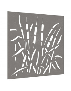 Decorazione Muro da Giardino 55x55 cm Erba in Acciaio Corten 2
