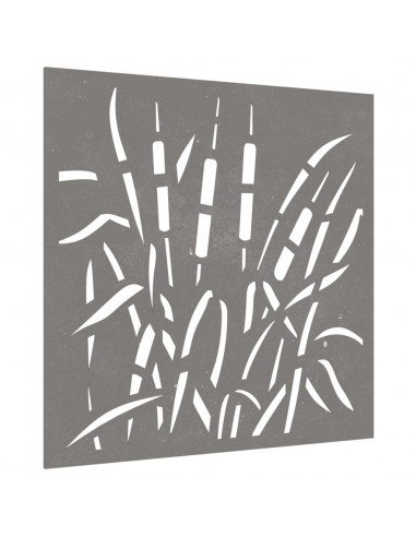 Decorazione Muro da Giardino 55x55 cm Erba in Acciaio Corten