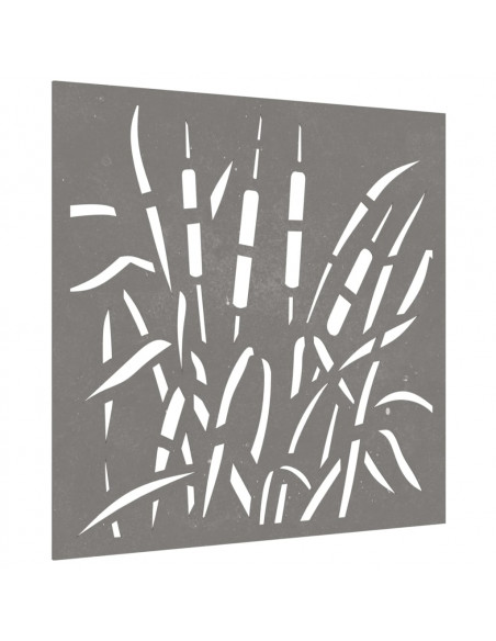 Decorazione Muro da Giardino 55x55 cm Erba in Acciaio Corten
