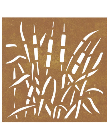 Decorazione Muro da Giardino 55x55 cm Erba in Acciaio Corten