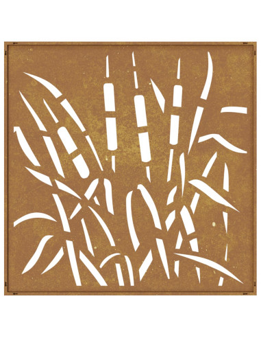 Decorazione Muro da Giardino 55x55 cm Erba in Acciaio Corten