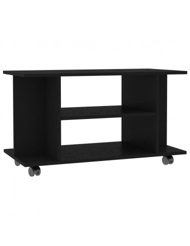 Mobile TV con Ruote Nero 80x40x45 cm in Legno Multistrato
