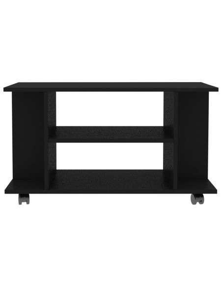 Mobile TV con Ruote Nero 80x40x45 cm in Legno Multistrato