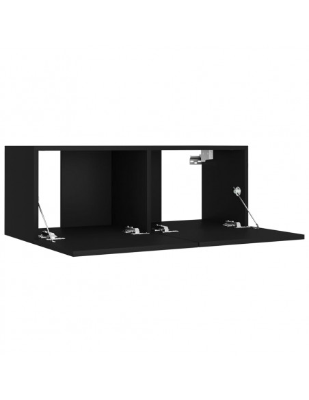 Set Mobili Porta TV 4 pz Nero in Legno Multistrato