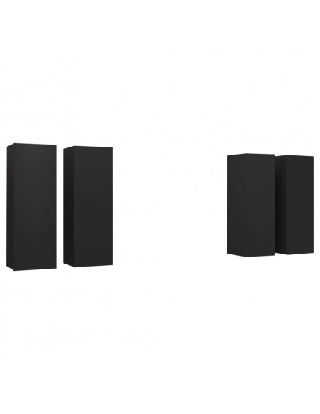 Mobili TV 4 pz Neri 30,5x30x90 cm in Legno Multistrato