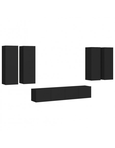 Set di Mobili Porta TV 6 pz Nero in Legno Multistrato