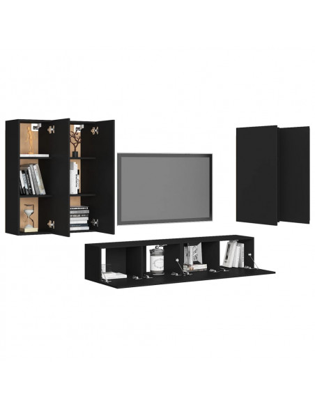 Set di Mobili Porta TV 6 pz Nero in Legno Multistrato