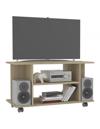 Mobile TV con Ruote Rovere Sonoma 80x40x45 cm Legno Multistrato