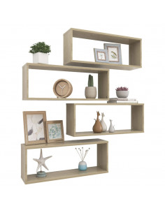 Mensole Parete a Cubo 4pz Rovere Sonoma 60x15x23 cm Multistrato 2