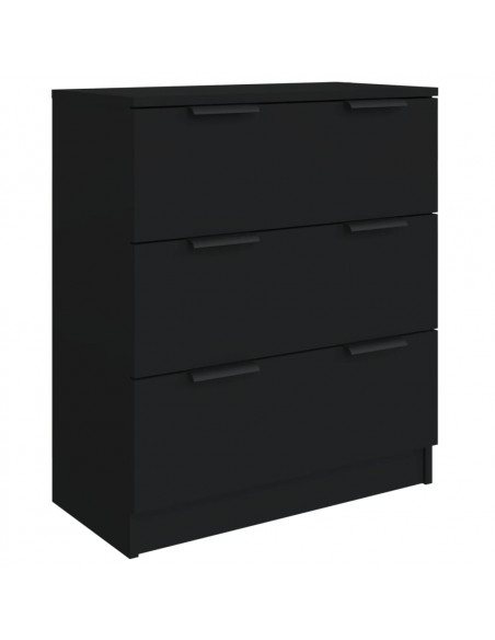 Credenze 3 pz Nere in Legno Multistrato