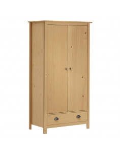 Armadio a 2 Ante Hill 89x50x170 cm Legno Massello di Pino