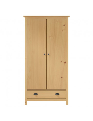 Armadio a 2 Ante Hill 89x50x170 cm Legno Massello di Pino