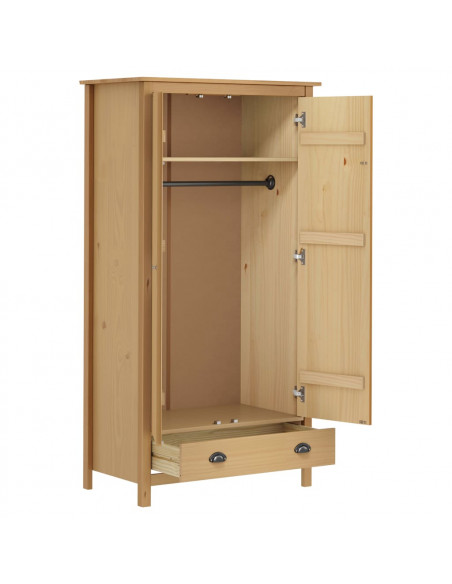Armadio a 2 Ante Hill 89x50x170 cm Legno Massello di Pino