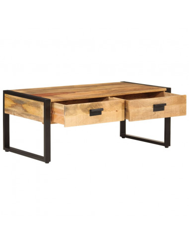 Tavolino da Salotto 100x54x40 cm Legno Massello Mango e Ferro