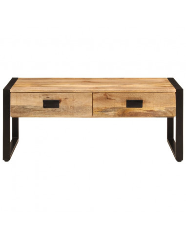 Tavolino da Salotto 100x54x40 cm Legno Massello Mango e Ferro