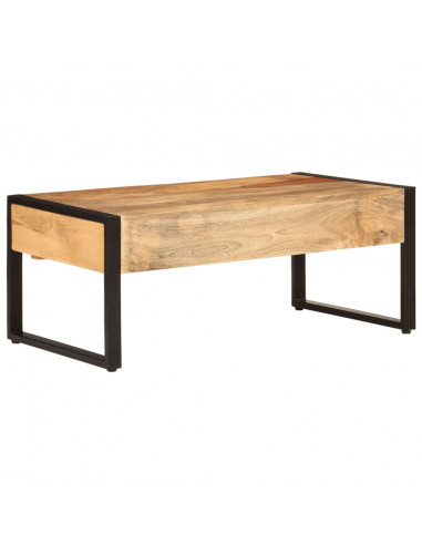 Tavolino da Salotto 100x54x40 cm Legno Massello Mango e Ferro