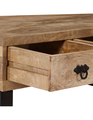 Tavolino da Caffè con 3 Cassetti Massello di Mango 90x50x35 cm