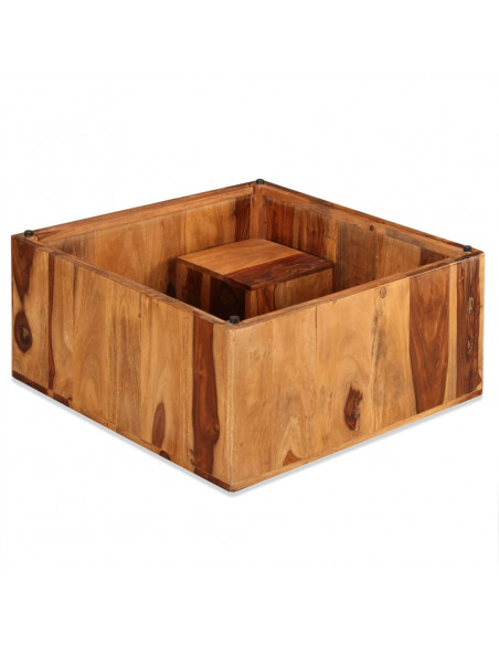 Tavolino da Salotto in Legno Massello di Sheesham 70x70x30 cm